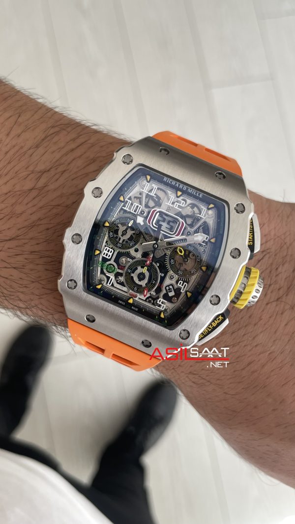 Richard Mille RM011 Titanium Flyback Chronograph Turuncu KU Factory Swiss ETA Saat Richard Mille RM011 Titanium Flyback Chronograph Turuncu KU Factory Swiss ETA Saat