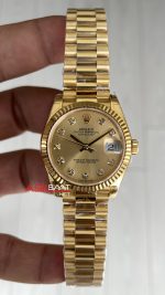 Rolex Datejust Champagne Diamond Dial 279178 President 31mm Lady Pırlantalı Şampanya Kadran Gold Swiss ETA Saat GS Factory