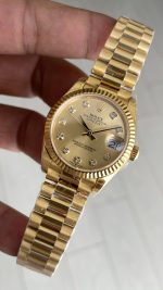 Rolex Datejust Champagne Diamond Dial 279178 President 31mm Lady Pırlantalı Şampanya Kadran Gold Swiss ETA Saat GS Factory
