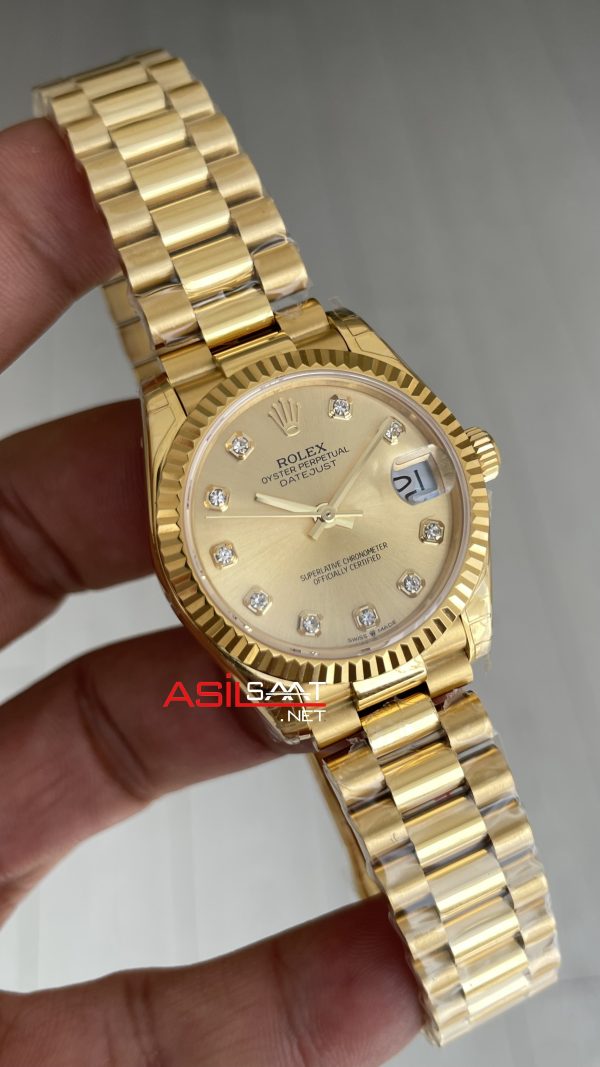 Rolex Datejust Champagne Diamond Dial 279178 President 31mm Lady Pırlantalı Şampanya Kadran Gold Swiss ETA Saat GS Factory Rolex Datejust Champagne Diamond Dial 279178 President 31mm Lady Pırlantalı Şampanya Kadran Gold Swiss ETA Saat GS Factory