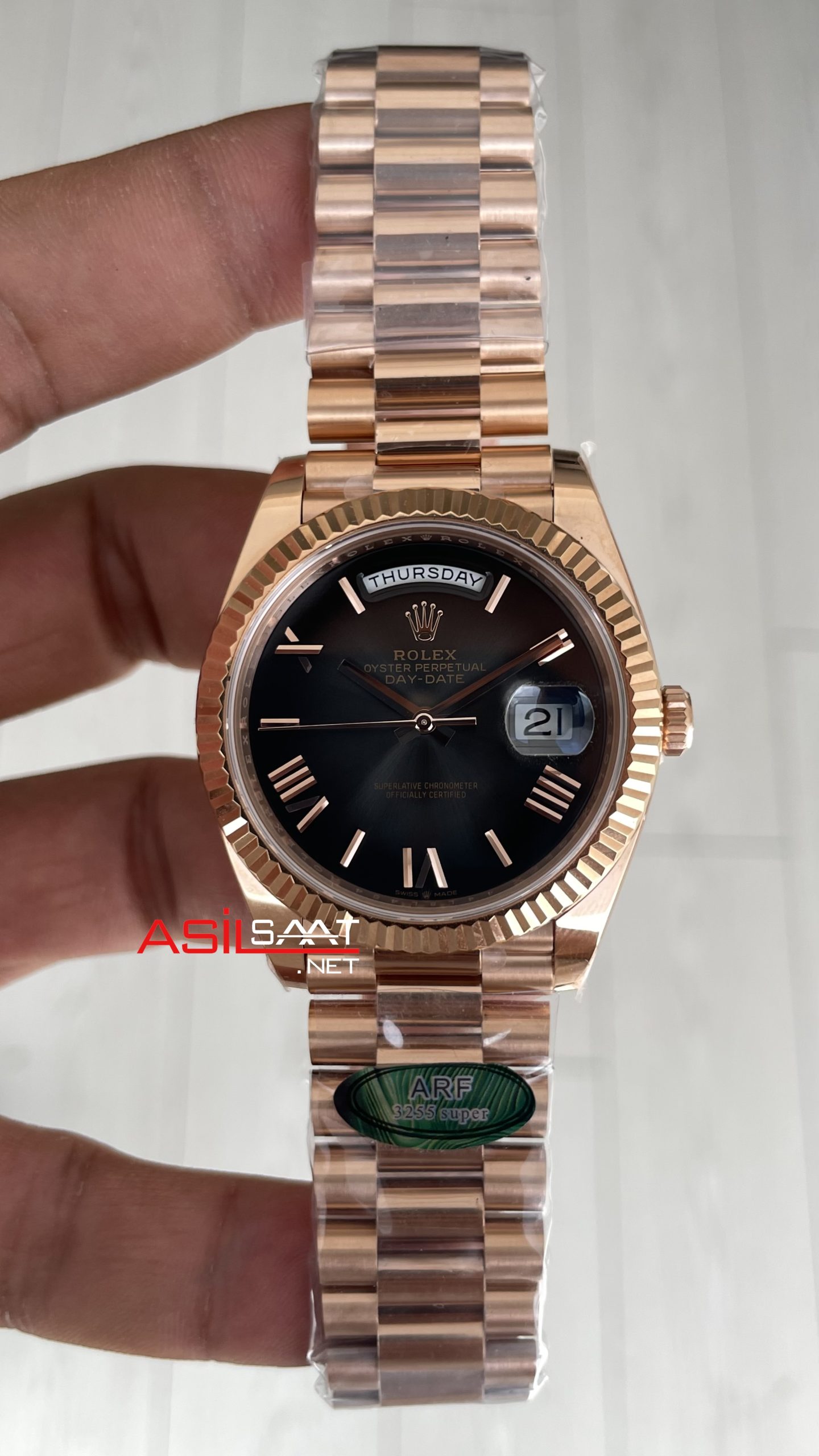 Rolex Day Date Slate Ombre 228235 Romen Dial 40mm President DD3255 Rosegold AR Factory V1 Super Clone Swiss ETA Saat Rolex Day Date Slate Ombre 228235 Romen Dial 40mm President DD3255 Rosegold AR Factory V1 Super Clone Swiss ETA Saat