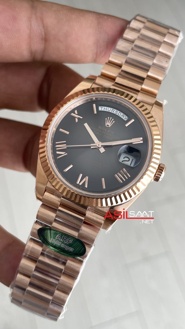 Rolex Day Date Slate Ombre 228235 Romen Dial 40mm President DD3255 Rosegold AR Factory V1 Super Clone Swiss ETA Saat Rolex Day Date Slate Ombre 228235 Romen Dial 40mm President DD3255 Rosegold AR Factory V1 Super Clone Swiss ETA Saat