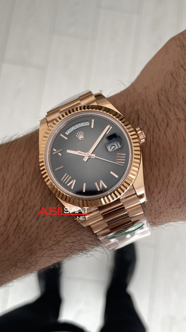Rolex Day Date Slate Ombre 228235 Romen Dial 40mm President DD3255 Rosegold AR Factory V1 Super Clone Swiss ETA Saat Rolex Day Date Slate Ombre 228235 Romen Dial 40mm President DD3255 Rosegold AR Factory V1 Super Clone Swiss ETA Saat