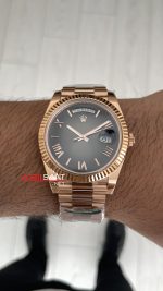 Rolex Day Date Slate Ombre 228235 Romen Dial 40mm President DD3255 Rosegold AR Factory V1 Super Clone Swiss ETA Saat