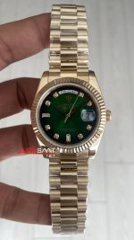 Rolex Day Date Yeşil 228238 Green Diamond Gold 40mm Replika Saat