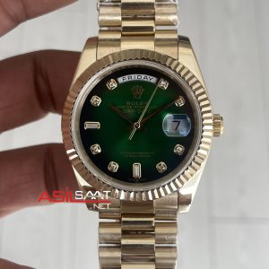 Rolex Day Date Yeşil 228238 Green Diamond Gold 40mm Replika Saat