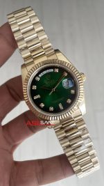 Rolex Day Date Yeşil 228238 Green Diamond Gold 40mm Replika Saat