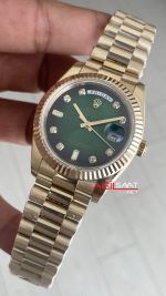 Rolex Day Date Yeşil 228238 Green Diamond Gold 40mm Replika Saat