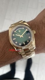 Rolex Day Date Yeşil 228238 Green Diamond Gold 40mm Replika Saat
