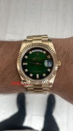 Rolex Day Date Yeşil 228238 Green Diamond Gold 40mm Replika Saat