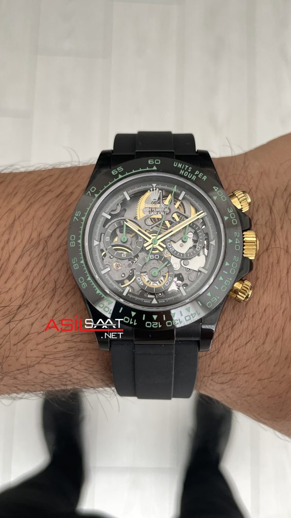 Rolex Daytona Skeleton Carbon Fiber Blaken DiW Oysterflex 40mm Swiss Eta Saat Rolex Daytona Skeleton Carbon Fiber Blaken DiW Oysterflex 40mm Swiss Eta Saat