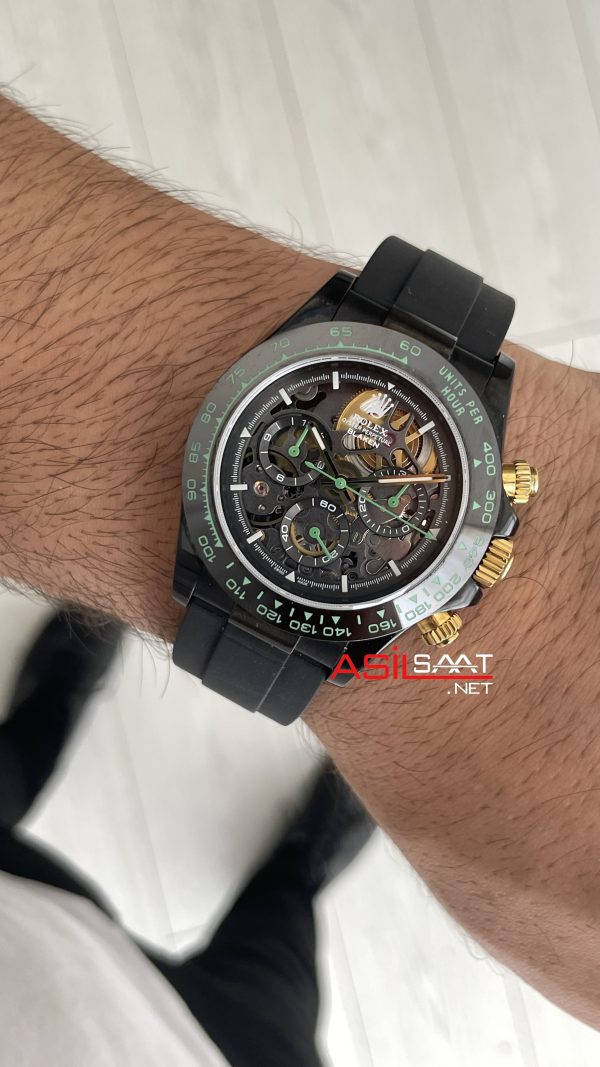 Rolex Daytona Skeleton Carbon Fiber Blaken DiW Oysterflex 40mm Swiss Eta Saat Rolex Daytona Skeleton Carbon Fiber Blaken DiW Oysterflex 40mm Swiss Eta Saat