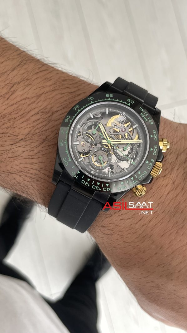 Rolex Daytona Skeleton Carbon Fiber Blaken DiW Oysterflex 40mm Swiss Eta Saat Rolex Daytona Skeleton Carbon Fiber Blaken DiW Oysterflex 40mm Swiss Eta Saat