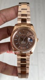 Rolex Sky Dweller Chocolate 326935 Oyster Rosegold 42mm Replika Saat