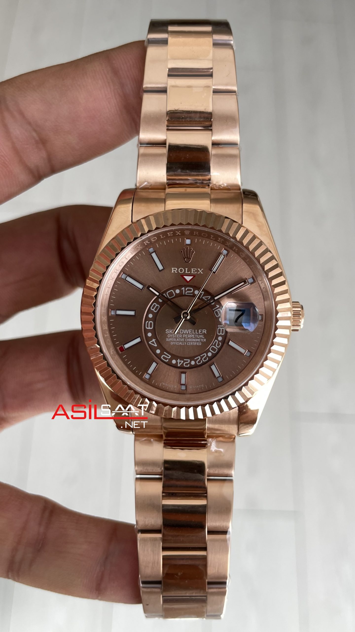 Rolex Sky Dweller Chocolate 326935 Oyster Rosegold 42mm Replika Saat