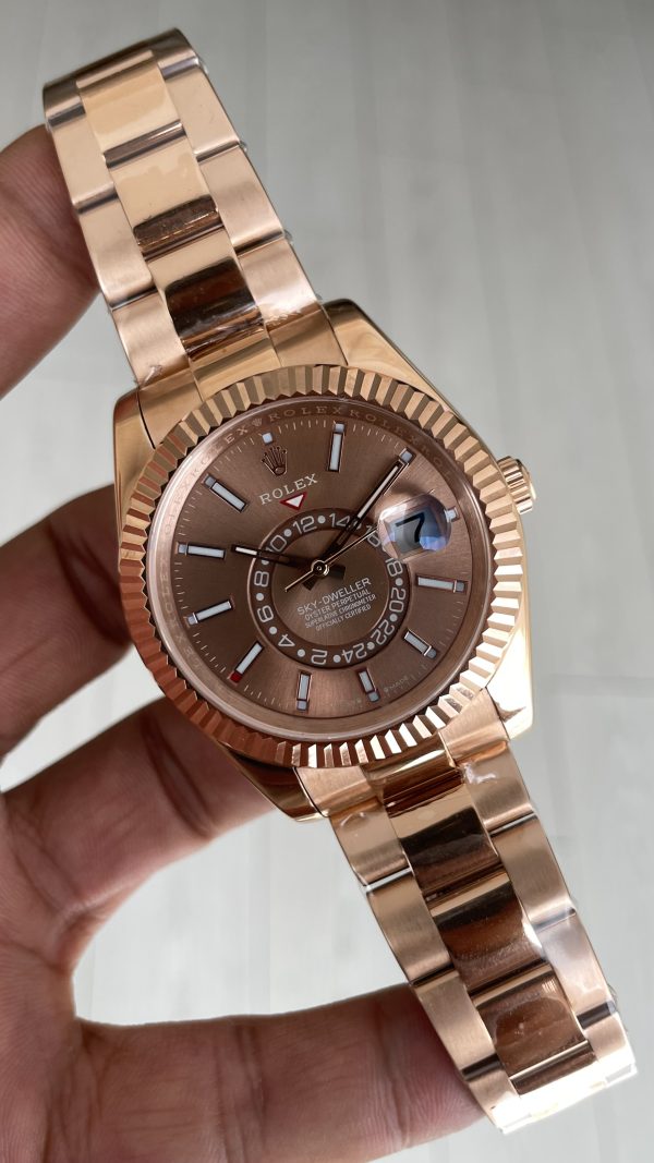 Rolex Sky Dweller Chocolate 326935 Oyster Rosegold 42mm Replika Saat