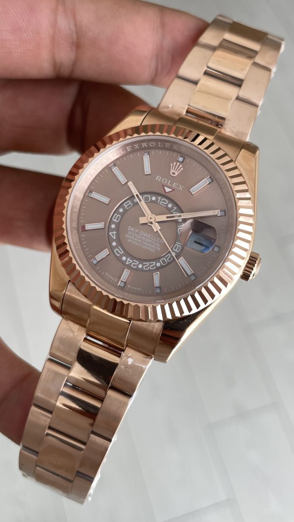 Rolex Sky Dweller Chocolate 326935 Oyster Rosegold 42mm Replika Saat