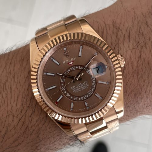 Rolex Sky Dweller Chocolate 326935 Oyster Rosegold 42mm Replika Saat