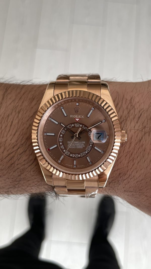 Rolex Sky Dweller Chocolate 326935 Oyster Rosegold 42mm Replika Saat