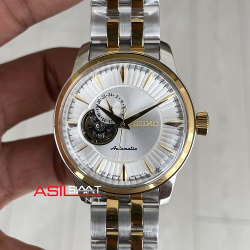 Seiko Presage Beyaz Open Heart 40mm 4R39 Two Tone Gold