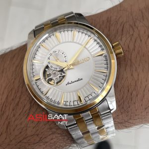 Seiko Presage Beyaz Open Heart 40mm 4R39 Two Tone Gold