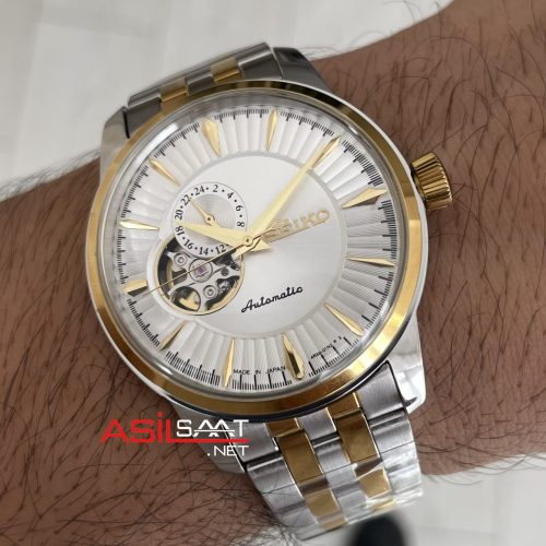 Seiko Presage Beyaz Open Heart 40mm 4R39 Two Tone Gold