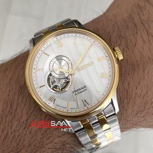 Seiko Presage Open Heart 40mm Beyaz Romen Kadran 4R39 Two Tone Gold