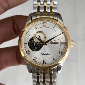 Seiko Presage Open Heart Vintage 40mm Beyaz Romen Kadran 4R39 Two Tone Gold
