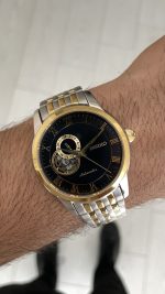 Seiko Presage Open Heart Vintage 40mm Siyah Romen Kadran 4R39 Two Tone Gold