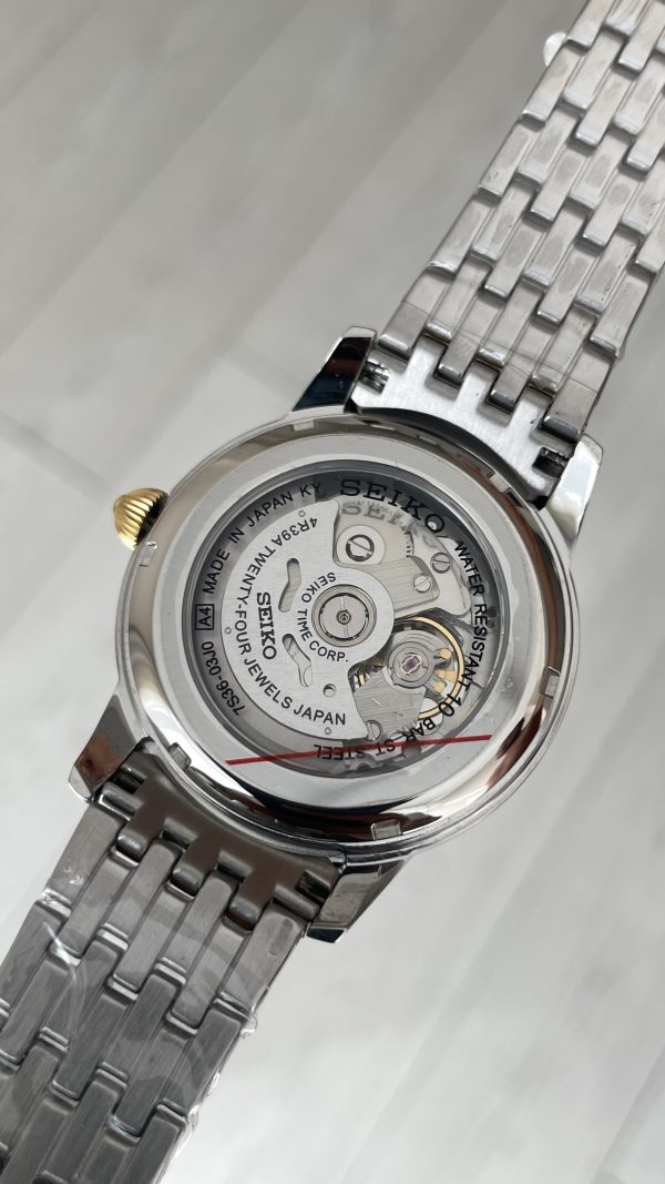 Seiko Presage Open Heart Vintage 40mm Siyah Romen Kadran 4R39 Two Tone Gold