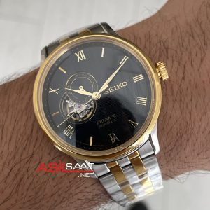 Seiko Presage Siyah Open Heart 40mm 4R39 Two Tone Gold