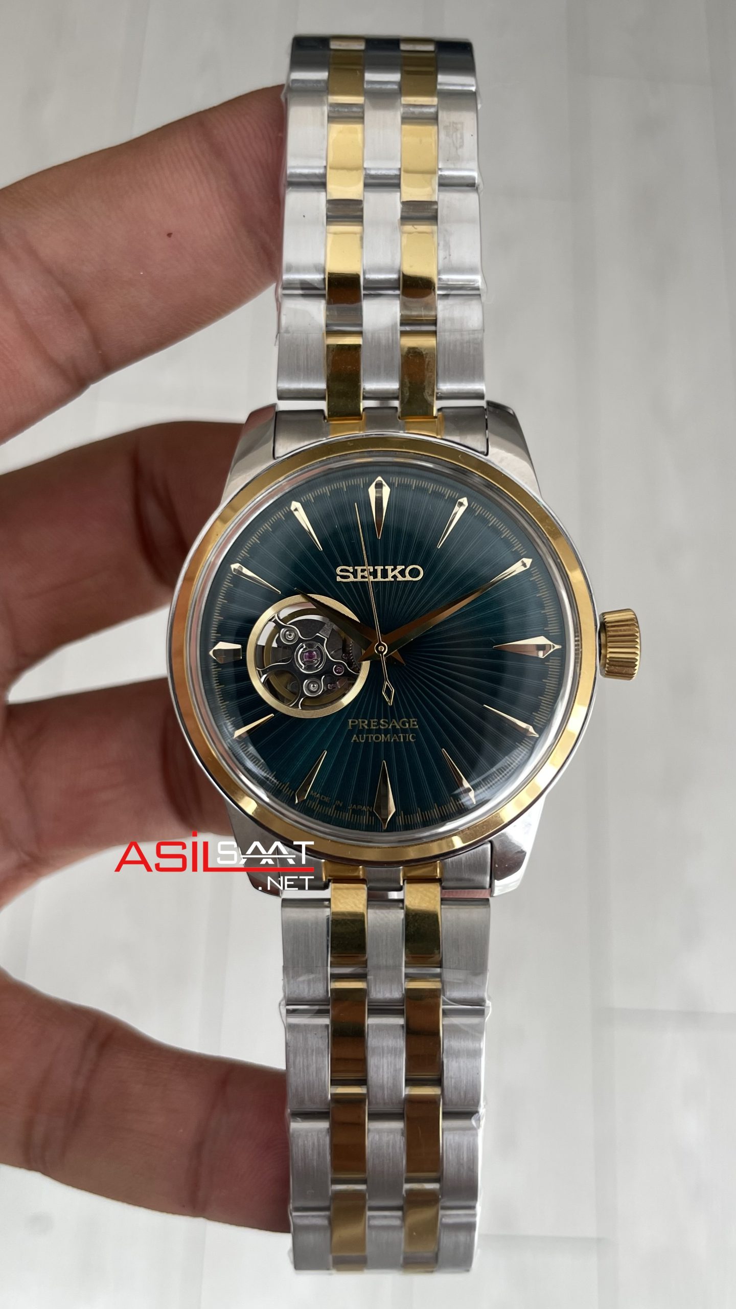 Seiko Presage Yeşil Open Heart Coktail 40mm 4R38 Two Tone Gold