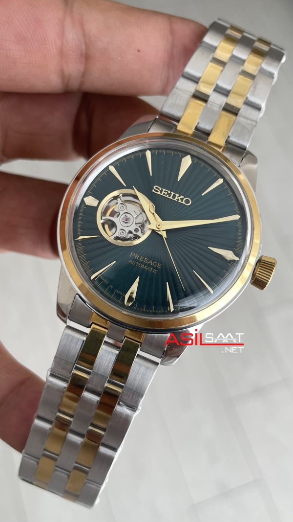 Seiko Presage Yeşil Open Heart Coktail 40mm 4R38 Two Tone Gold