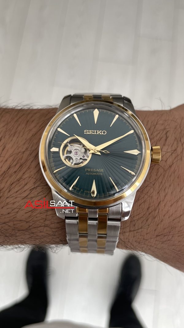 Seiko Presage Yeşil Open Heart Coktail 40mm 4R38 Two Tone Gold