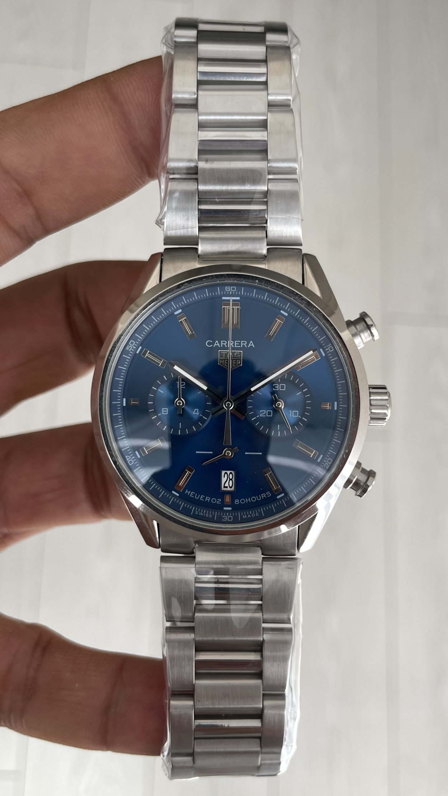 TAG Heuer Carrera Calibre Heuer 02 Mavi Kadran 43mm Replika Saat