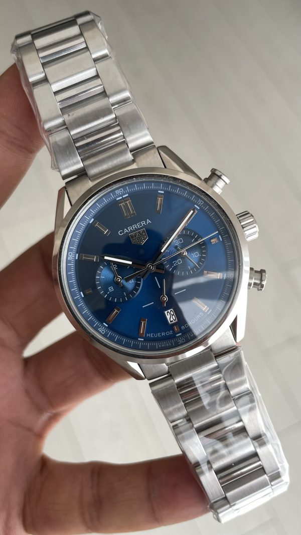 TAG Heuer Carrera Calibre Heuer 02 Mavi Kadran 43mm Replika Saat TAG Heuer Carrera Calibre Heuer 02 Mavi Kadran 43mm Replika Saat