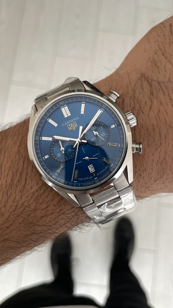 TAG Heuer Carrera Calibre Heuer 02 Mavi Kadran 43mm Replika Saat TAG Heuer Carrera Calibre Heuer 02 Mavi Kadran 43mm Replika Saat