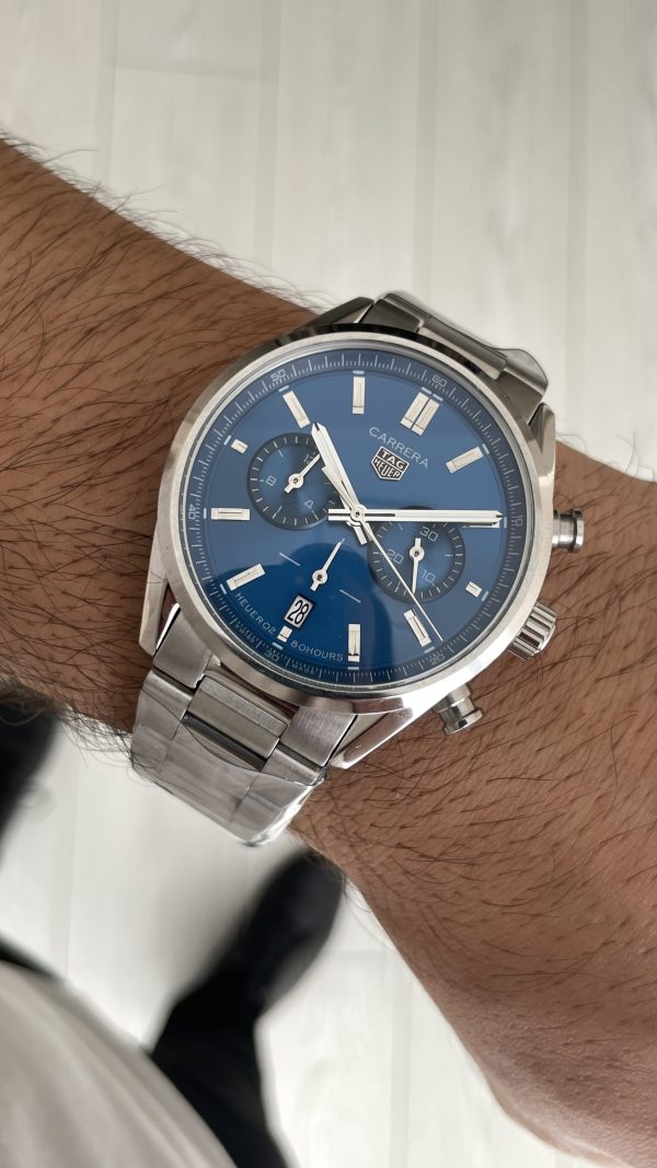 TAG Heuer Carrera Calibre Heuer 02 Mavi Kadran 43mm Replika Saat TAG Heuer Carrera Calibre Heuer 02 Mavi Kadran 43mm Replika Saat