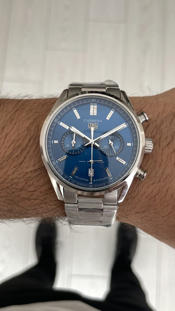 TAG Heuer Carrera Calibre Heuer 02 Mavi Kadran 43mm Replika Saat TAG Heuer Carrera Calibre Heuer 02 Mavi Kadran 43mm Replika Saat