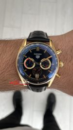 TAG Heuer Porsche Carrera Chronograph Gold Siyah Kadran 40mm Replika Saat