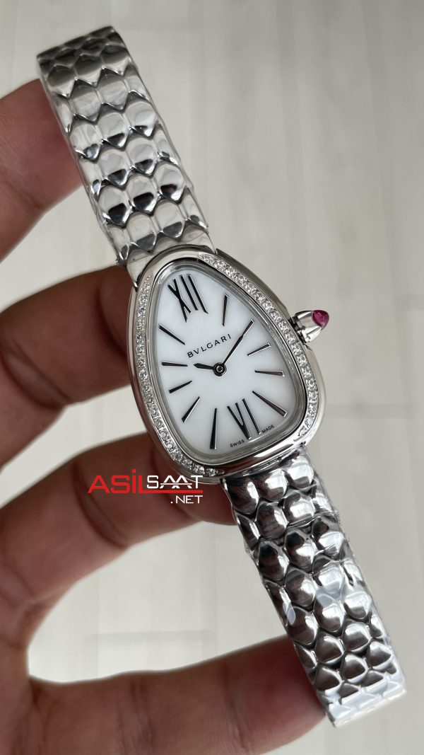 Bulgari Serpenti Seduttori Diamond Beyaz Kadran 103361 33mm Replika Saat Bulgari Serpenti Seduttori Diamond Beyaz Kadran 103361 33mm Replika Saat