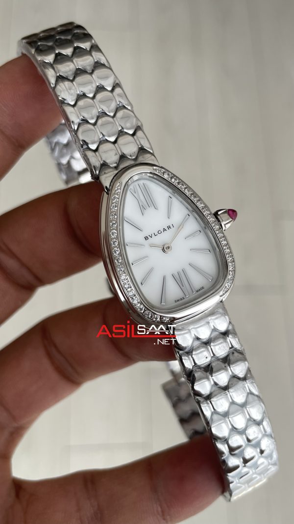Bulgari Serpenti Seduttori Diamond Beyaz Kadran 103361 33mm Replika Saat Bulgari Serpenti Seduttori Diamond Beyaz Kadran 103361 33mm Replika Saat