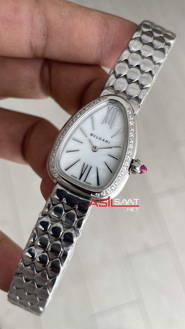 Bulgari Serpenti Seduttori Diamond Beyaz Kadran 103361 33mm Replika Saat Bulgari Serpenti Seduttori Diamond Beyaz Kadran 103361 33mm Replika Saat