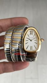 Bulgari Serpenti Tubogas Beyaz Kadran Silver Gold 35mm Üç Sarmalı Kadın Kol Saati