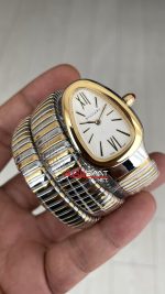 Bulgari Serpenti Tubogas Beyaz Kadran Silver Gold 35mm Üç Sarmalı Kadın Kol Saati