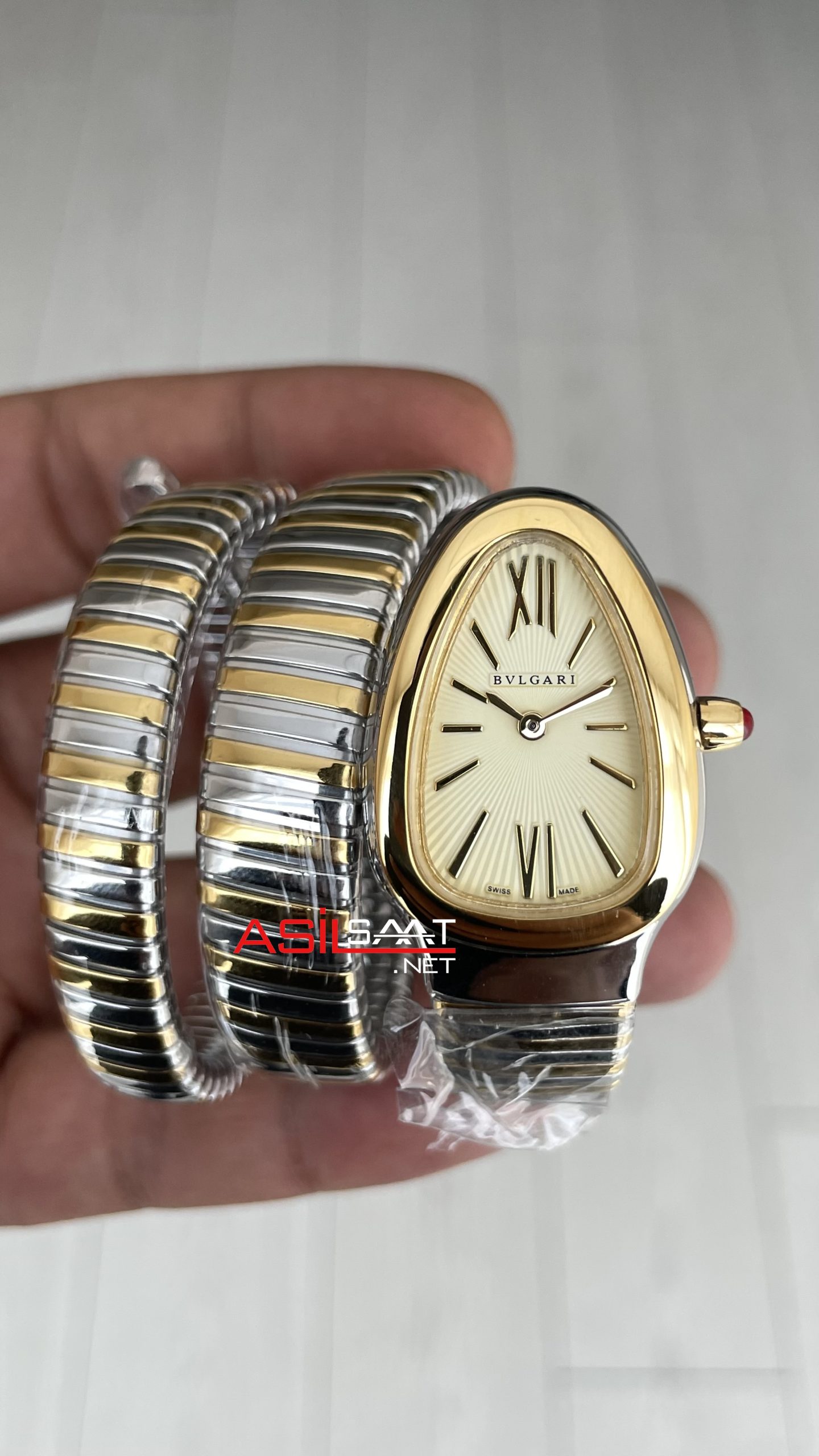 Bulgari Serpenti Tubogas Champagne Silver Gold 35mm Üç Sarmalı Kadın Kol Saati