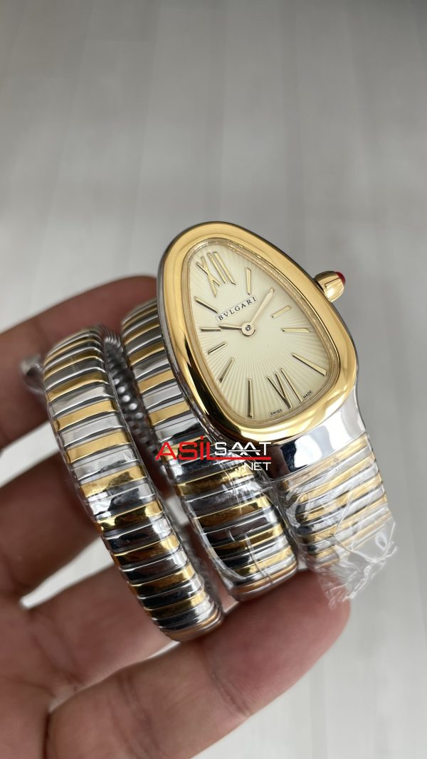 Bulgari Serpenti Tubogas Champagne Silver Gold 35mm Üç Sarmalı Kadın Kol Saati
