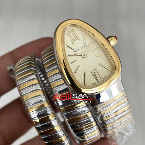 Bulgari Serpenti Tubogas Champagne Silver Gold 35mm Üç Sarmalı Kadın Kol Saati