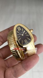 Bulgari Serpenti Tubogas Chocolate 35mm Gold Kahverengi Kadran Tek Sarmalı Kadın Kol Saati