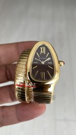 Bulgari Serpenti Tubogas Chocolate 35mm Gold Kahverengi Kadran Tek Sarmalı Kadın Kol Saati